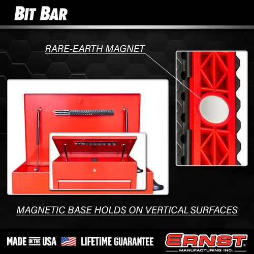 Miniatura 3 de Ernst Manufacturing Barra de 60 brocas para herramientas con base magnética, almacenamiento y organizador de brocas hexagonales de 1/4 pulgadas
