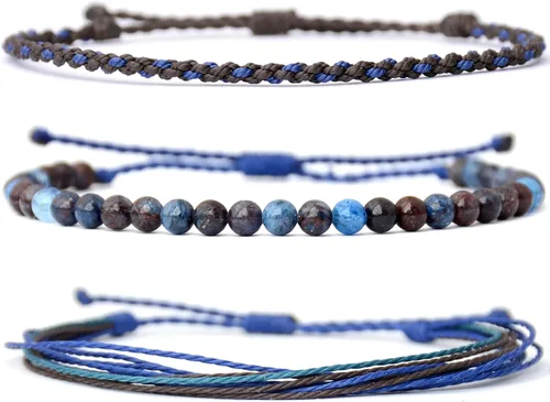Miniatura 31 de Pulsera curativa hecha a mano con cuentas de piedra natural, regalo para hombres, pulsera de cuerda ajustable