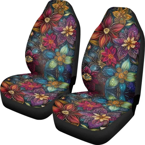 INSTANTARTS Fundas de asiento de coche con diseño de dalia estética, solo para asientos delanteros, protector de asiento de vehículo, 2 unids/set