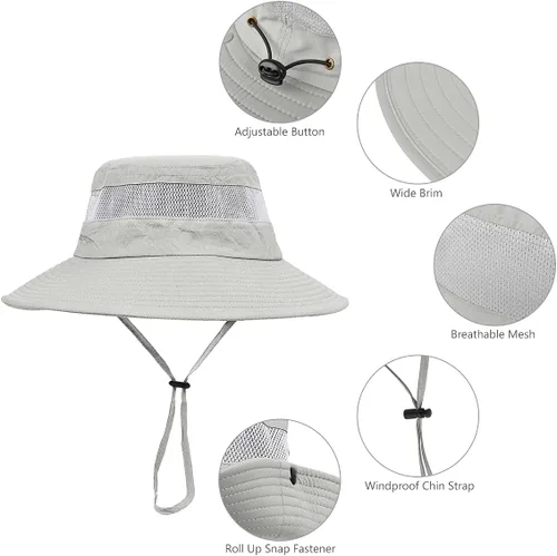 Miniatura 26 de Paquete de 2 sombreros Boonie para hombres y mujeres con protección UV UPF 50+ para pesca, senderismo y jardinería
