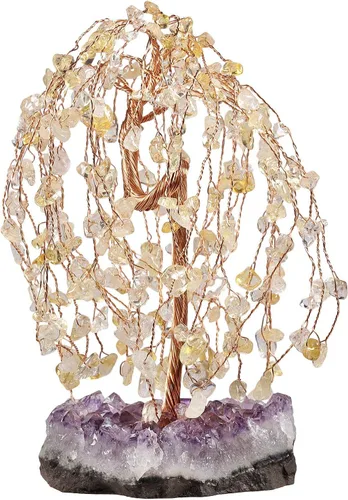 Miniatura 8 de Rockcloud Árbol de dinero de cristal curativo hecho a mano sobre base de racimo de amatista natural, árbol de la vida para la suerte y la riqueza