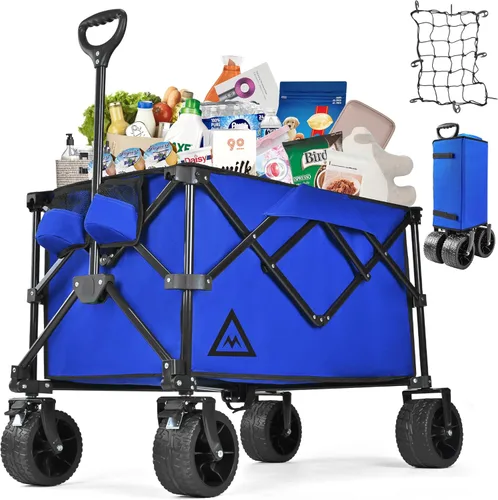Miniatura 9 de Carro de Compras Plegable con Ruedas Grandes para Playa, Jardín, Exterior, Utilidad Todo Terreno, Carga Pesada, Carros de Compras Portátiles