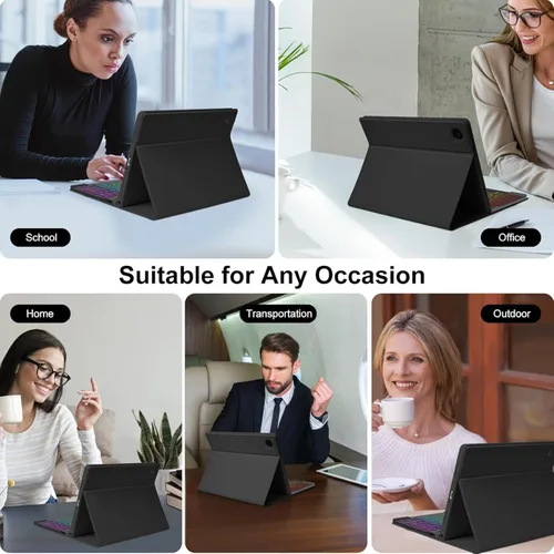 Miniatura 6 de Funda de teclado para tableta Samsung Galaxy Tab A8 X200/X205 de 10.5 pulgadas, cubierta protectora de teclado con soporte multiángulo, borde de Azul