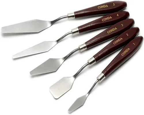 Miniatura 14 de CONDA Juego de 11 piezas de espátulas de acero inoxidable, cuchillo de paleta profesional, mango de madera para pintura