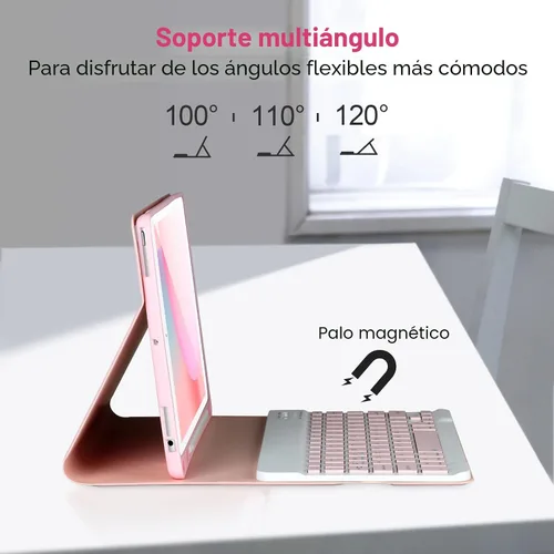 Miniatura 6 de AHYWTAN Funda de teclado para iPad 9/8/7ª generación 10.2, teclado Bluetooth con retroiluminación de 7 colores, funda para iPad de 10.2 pulgadas
