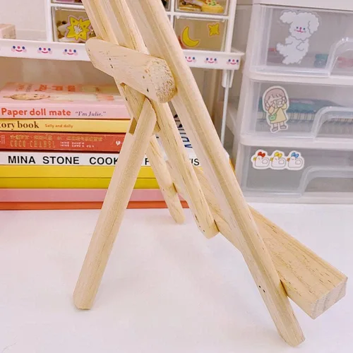 Miniatura 7 de Mini caballete de exhibición de madera, soporte de mesa de madera natural para lienzos pequeños, manualidades infantiles, tarjetas de visita