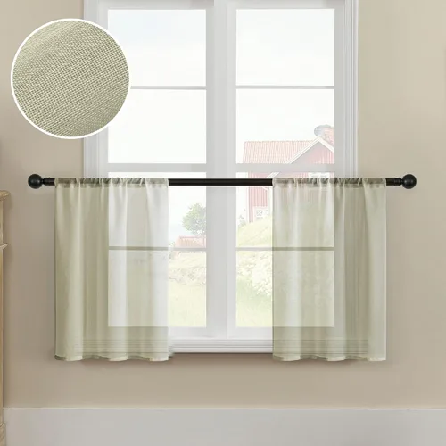 Miniatura 19 de MRTREES Cortinas transparentes de Aqua Blue, para cocina, de 36 pulgadas de longitud, cortinas transparentes de gasa con filtro de luz, cortinas