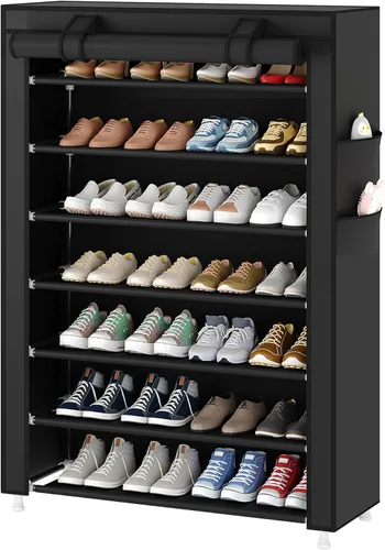 Miniatura 17 de Laiensia Organizador vertical para zapatos de 5 niveles, organizador de almacenamiento de zapatos que ahorra espacio, cubierta no tejida, estante