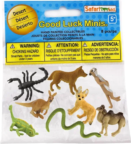 Safari Ltd. Good Luck Minis Desert Fun Pack - Paquete de 8 figuras de animales (1) pulgadas, juguete para niños, niñas y niños a partir de 5 años