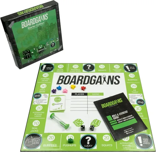 BoardGains Starter Edition: el mejor juego de mesa de fitness para entrenamientos en casa, fitness grupal y educación física. ¡Tu Bootcamp en una