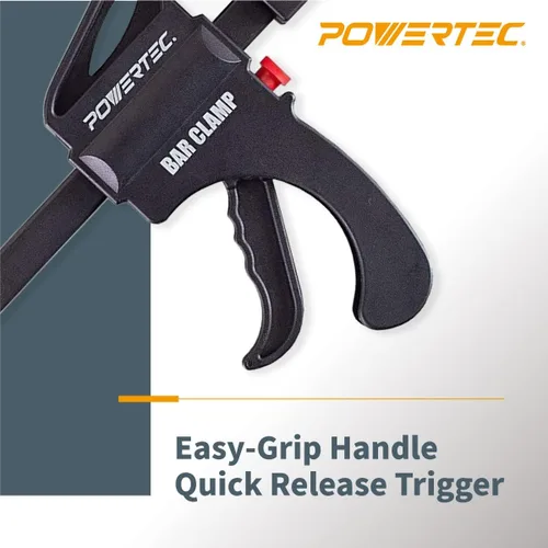 Miniatura 3 de POWERTEC Abrazaderas de barra de 6 pulgadas, paquete de 4 abrazaderas de gatillo para carpintería, abrazadera de agarre rápido de trinquete con una
