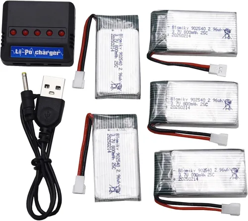 Miniatura 9 de Blomiky Paquete de 5 baterías Li-PO 25C MX2.0 de 3.7 V 800 mAh y caja de tablero 4 en 1 para Syma X5SW X5C-1 X5 X5C X5SC H42 T5W H5C CW4 SS40 FQ36