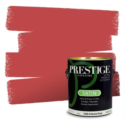 Miniatura 268 de Prestige Paints Pintura exterior e imprimación en uno, 1 galón, plano, coincidencia comparable de Valspar* Amber Rose*