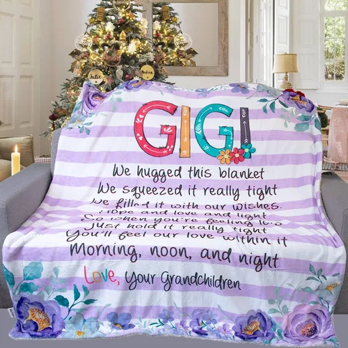 NAZENTI Manta de forro polar sherpa súper suave de 50 x 60 pulgadas, manta Gigi Loves Me, manta Gigi, regalos Gigi de nietos, manta Gigi regalos