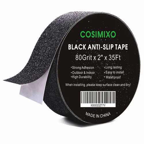 Miniatura 8 de COSIMIXO Cinta Antideslizante de Trabajo Pesado de 1" x 35 Pies, Mejor Fricción de 80 Grit, Agarre, Abrasiva para Escaleras Exterior/Interior Cinta