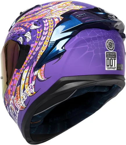 Miniatura 6 de HAX Obsidian Pro Full Face Dual Visor Adult Motorcycle Helmet for Motorbike Street Bike with Pinlock Ready DOT Approved Obsidian Pro Slayer Púrpura