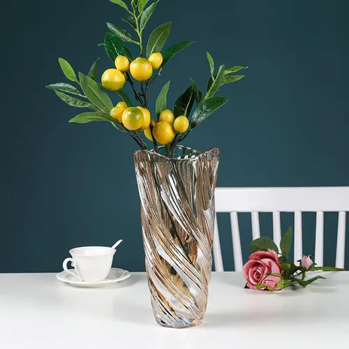 Miniatura 6 de Jarrón de cristal, elegante centro de mesa decorativo en espiral para el hogar, oficina, boda, elegante florero de vidrio soplado