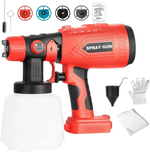 Miniatura 10 de Pulverizador de Pintura Inalámbrico Compatible con Batería Milwaukee M18, Pistola de Pintura en Aerosol HVLP con 4 Boquillas de Cobre, Motor de Alta