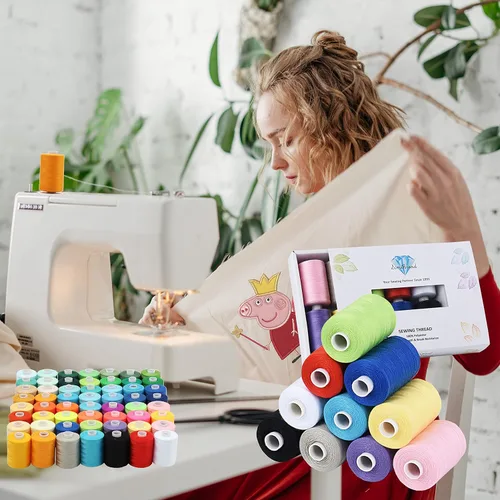 Miniatura 3 de Simthread Hilo de coser multiusos, 24 carretes, hilo de poliéster de 1000 yardas para coser, prácticos hilos de coser de poliéster para máquina