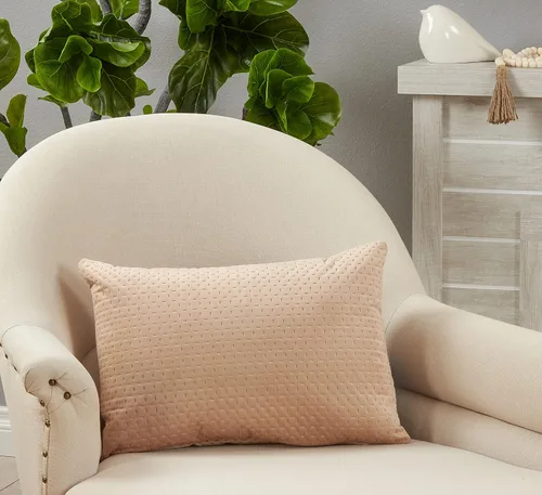 Miniatura 3 de SARO LIFESTYLE Pinsonic - Almohada de terciopelo beige, 14 x 20 pulgadas, relleno de poliéster