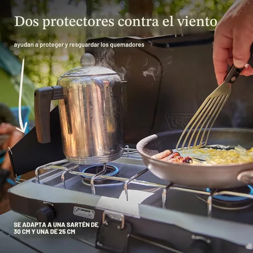Miniatura 3 de Coleman Triton - Estufa de propano de 2 quemadores, estufa portátil para acampar con 2 quemadores ajustables y protectores contra el viento, 22,000