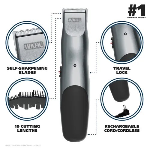 Miniatura 2 de Wahl Groomsman Cable/Inalámbrico Cortadora De Barba Para Hombres, máquina de cortar el cabello y máquinas de afeitar, recargable para hombre Kit