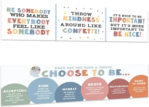 Andaz Press Cartel grande de 13 x 48 pulgadas para aula con texto en inglés «Kindness Growth Mindset» para profesores, tablón de anuncios, Carteles
