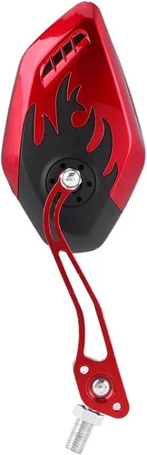 Miniatura 3 de 1 par 0.315 in 0.394 in universal motocicleta retrovisor espejos scooter aluminio llama patrón espejo vista lateral (rojo)
