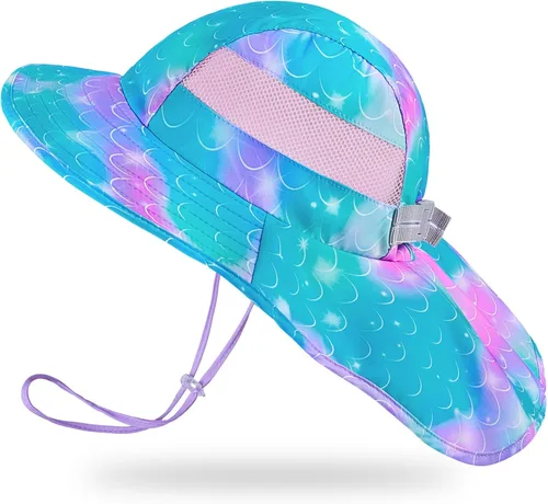 Miniatura 105 de Sombrero de sol para niños, protección UV, unicornio, verano, playa, jugar con ala ancha, solapa para el cuello para niñas y niños
