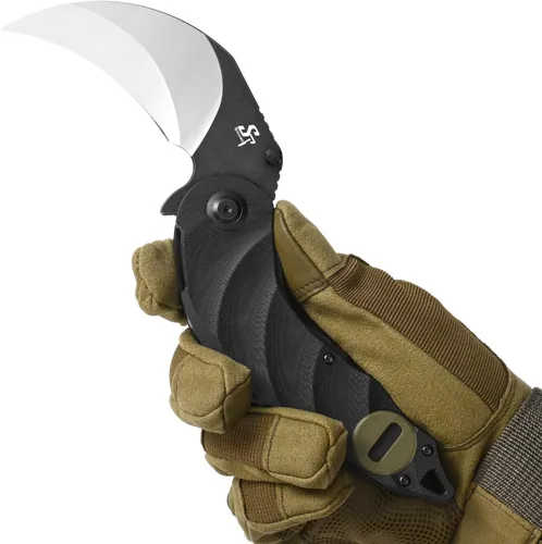 Miniatura 5 de Sitivien ST160 - Cuchillo plegable de bolsillo, hoja de acero K110 con mango G10, cuchillo de herramientas EDC para acampar al aire libre, Verde