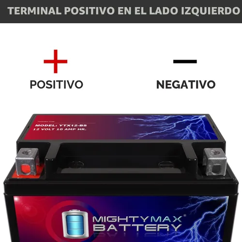Miniatura 3 de Batería Mighty Max YTX12-BS - 12 V 10 Ah, 180 CCA, Batería SLA AGM para motocicleta recargable libre de mantenimiento