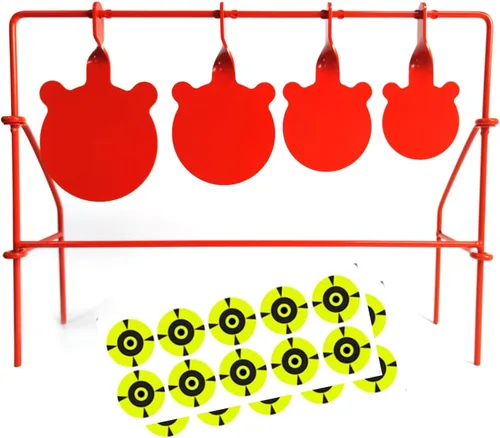 Atflbox Objetivo para Pistola de Pellets 4 Tamaños Diferentes gongs, Pistola de Aire Comprimido de Metal Pesado, Objetivo Giratoria para Airsoft,