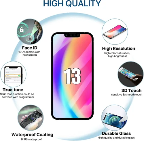 Miniatura 3 de EXW Pantalla de repuesto para iPhone 13 de 6.1 pulgadas, digitalizador de pantalla LCD Full HD, pantalla táctil de calidad con herramientas