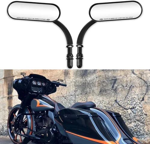 Miniatura 2 de 8mm 10mm Espejos Mini para Motocicleta Negros Compatibles con Honda Suzuki Harley Road King Street Electra Glide Road Glide Dyna Softail Retrovisor