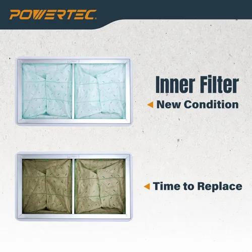 Miniatura 3 de POWERTEC Filtro de aire interior de 1 micrón para WEN 3410, POWERTEC AF4000/AF4001, sistema de filtración de aire Shop Fox W1830, repuesto