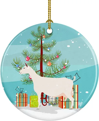 Miniatura 21 de Caroline's Treasures Adorno de cerámica de Navidad pintado o de codorniz chino, decoración colgante de árbol de Navidad verde azulado para el hogar