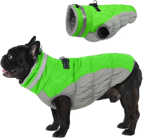 Miniatura 40 de Abrigo de invierno para perro, chaqueta grande para perro, chaqueta impermeable para mascotas con cremallera trasera, abrigo para mascotas con arnés