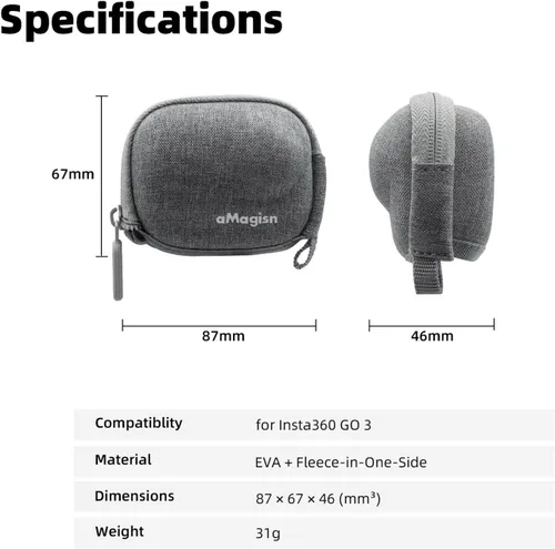 Miniatura 8 de Bolsa de almacenamiento portátil Bolsa de transporte para Insta360 GO 3 Cámara y Acción Pod Mini Funda Protectora Shell Box Skin