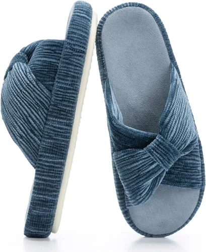 Miniatura 25 de Chantomoo - Pantuflas para mujer de espuma viscoelástica para la casa con cordón, lazo y tiras cruzadas, zapatos de cama cómodos y de moda