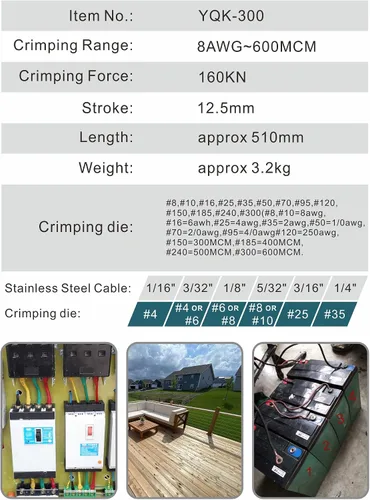 Miniatura 2 de Crimpadora de cables hidráulicos de 16 toneladas, herramienta de prensado de terminales de cable de batería con troqueles de cable estándar de EE.