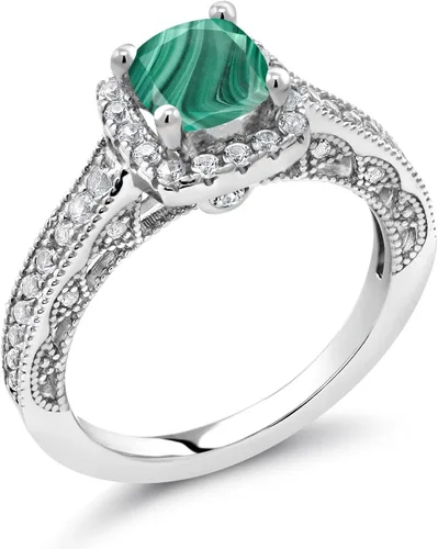 Miniatura 71 de Gem Stone King Anillo de compromiso de plata de ley 925 de 0.236 in con piedra natal y zafiro blanco creado con acento Anillo de compromiso