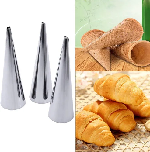 Miniatura 9 de FantasyDay Moldes antiadherentes para cuerno de color crema, de acero inoxidable, 5 pulgadas, kit de tubos de cannoli de gran tamaño, paquete de 16