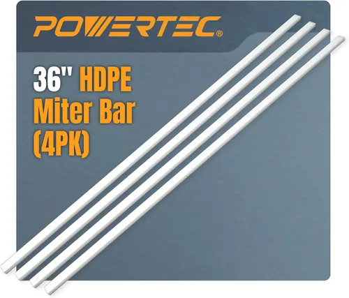 Miniatura 6 de POWERTEC Barra de inglete transversal para trineo de sierra de mesa, 3/4 pulgadas x 3/8 pulgadas x 17 pulgadas con agujeros preperforados