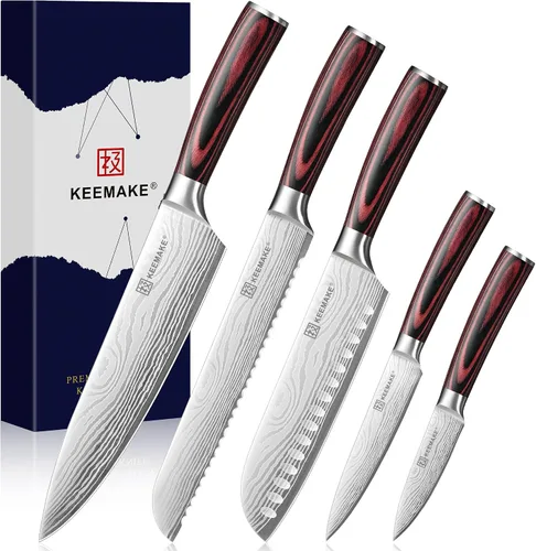 Miniatura 8 de KEEMAKE Juego de cuchillos de cocina, 3 piezas de cuchillos de chef profesionales con acero inoxidable de alto carbono, juego de cuchillos de cocina