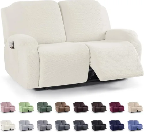 Miniatura 50 de KinCam Fundas para sillón reclinable, fundas elásticas para sillas reclinables, fundas para sofá reclinable de jacquard a rayas, protectores