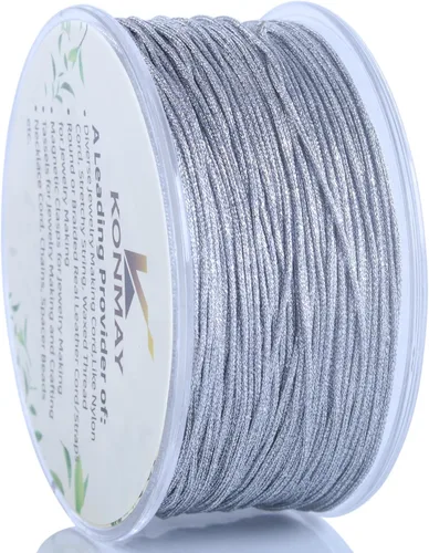 Miniatura 14 de KONMAY - Hilo de nylon negro de 0.6mm con estuche para pulseras, cordón de nailon satinado trenzado de 190 yardas para hacer joyería, encordar