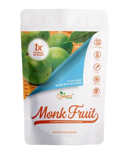 Alulosa - Edulcorante multiusos de mezcla de frutas de monje - 1 dulzura de azúcar; porciones totales 567; edulcorante cero calorías, sustituto sin