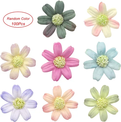 Miniatura 9 de Cabezas de flores falsas, 100 piezas de cabeza de flor artificial, margaritas artificiales, girasoles falsos, pétalos a granel, flores falsas