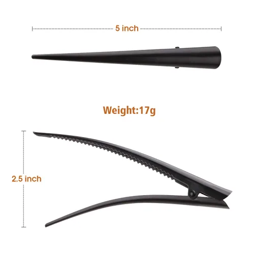 Miniatura 3 de GLAMFIELDS - Pinzas de pelo grandes y largas para peluquería de peluquería, 5 pulgadas, a prueba de óxido, duraderas, antideslizantes, pinzas