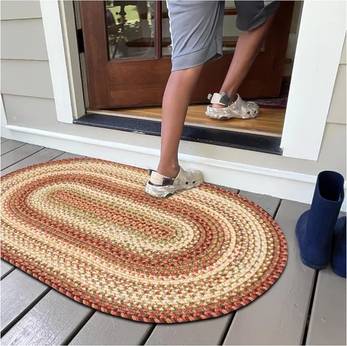 Miniatura 105 de Alfombra ovalada trenzada gris humo de 20 x 30 pulgadas, lavable para interiores y exteriores, decoración campestre para cocinas y entradas